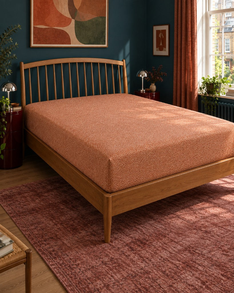 Rust Terracotta printed fitted sheet